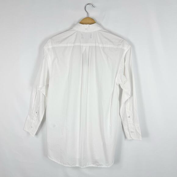 J Crew Shirt Womens 00 White Relaxed Fit Washed Cotton Poplin Long Sleeve - Picture 8 of 15
